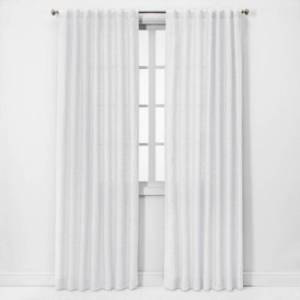 Threshold -  Light Filtering Linen Window Curtain Pan White